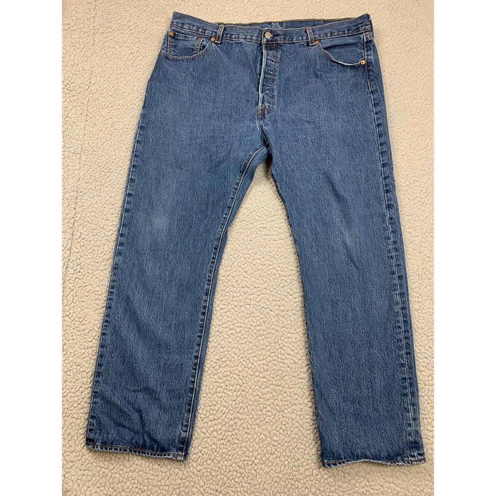 Levis 501 Original Fit Jeans‎ Mens 42x32 Blue Medium Wash Straight Leg Cotton